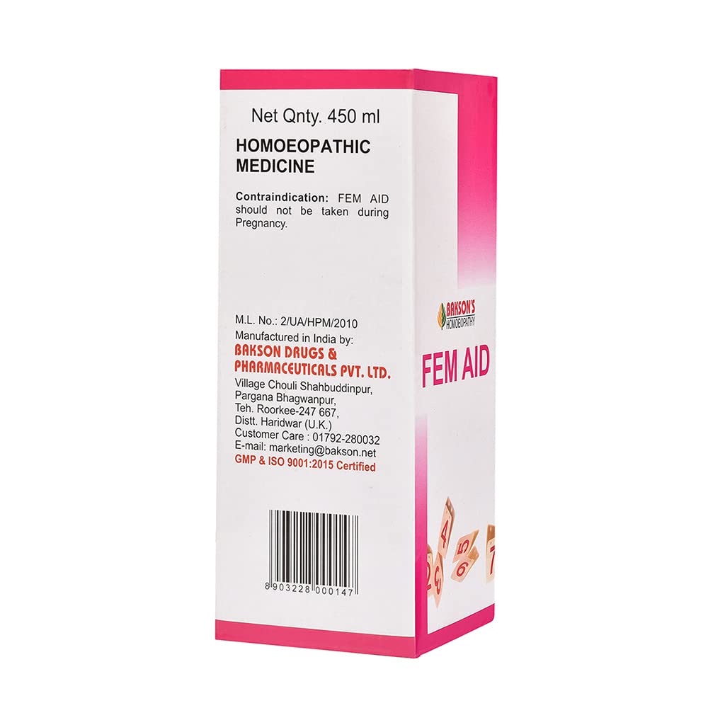 Dr. Bakshi's BAKSON'S HOMOEOPATHY Fem Aid Tonic Syrup (450ml) – view 2