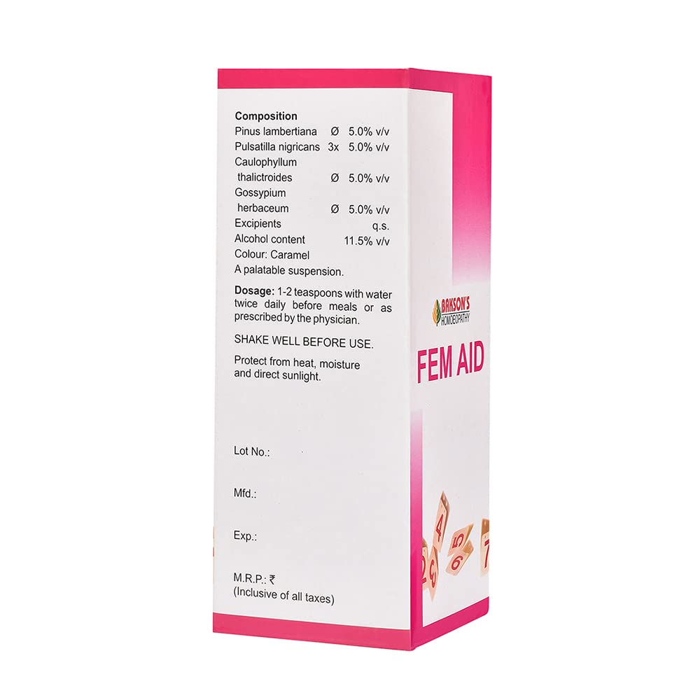 Dr. Bakshi's BAKSON'S HOMOEOPATHY Fem Aid Tonic Syrup (450ml) – view 3