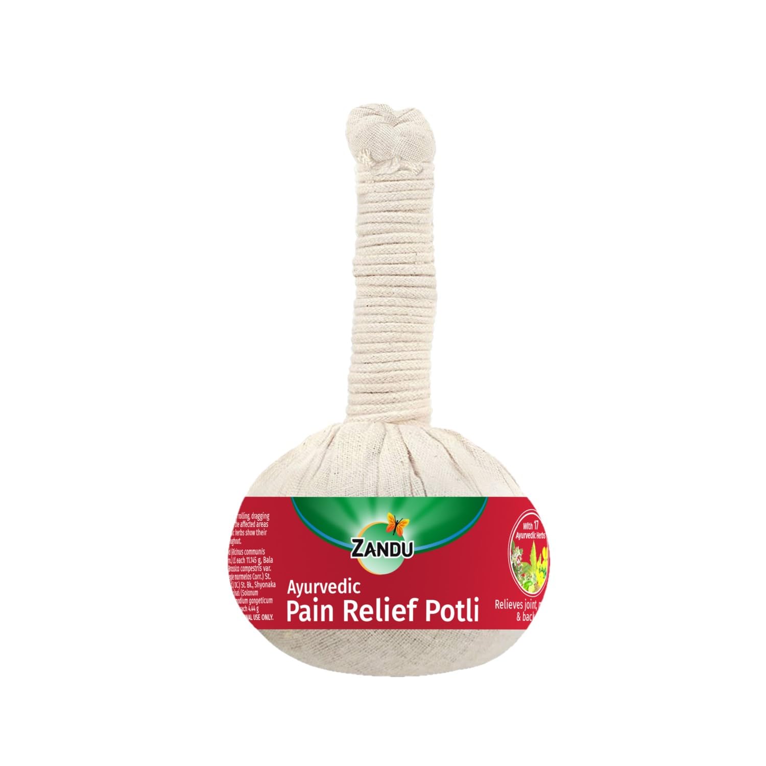 Beige Zandu Ayurvedic herbal potli manual massager pouch close-up