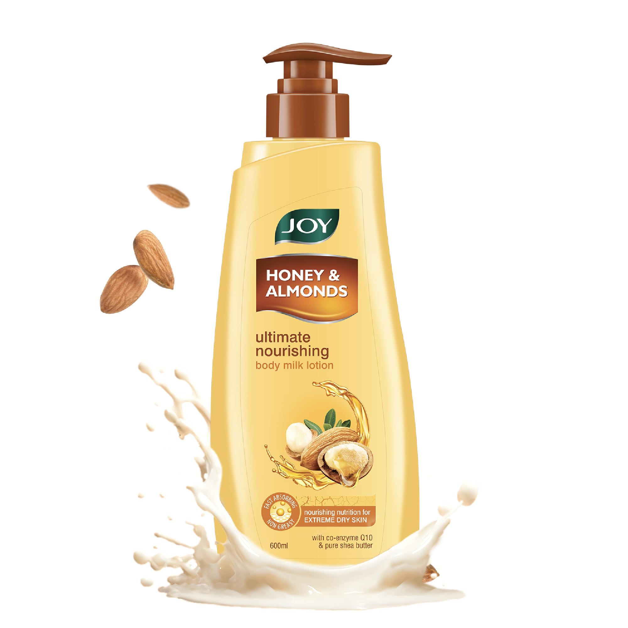 Joy body milk summer lotion bottle with honey and almonds