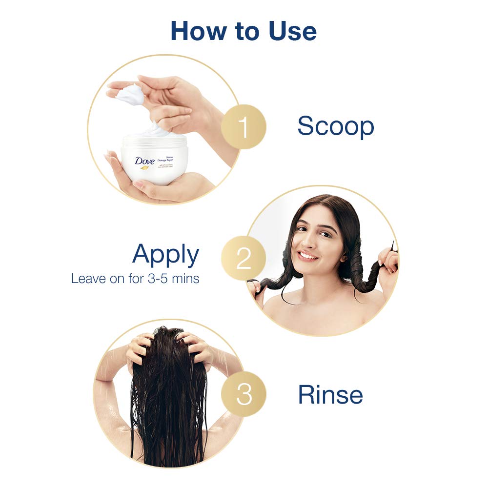 Dove Intense Damage Repair For All Types Hair Mask Formulated With 1/4Th Moisturizing Cream & Keratin Actives (300 Ml) – view 6