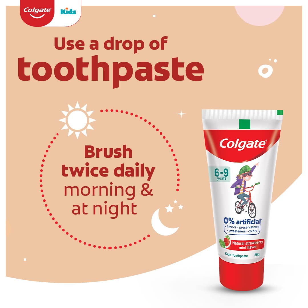 Colgate Kids Toothpaste with 0% Artificial Preservatives, Colours, Sweeteners for Whitening (6-9 Years, Natural Strawberry Mint Flavour - 80g Tube) – view 9