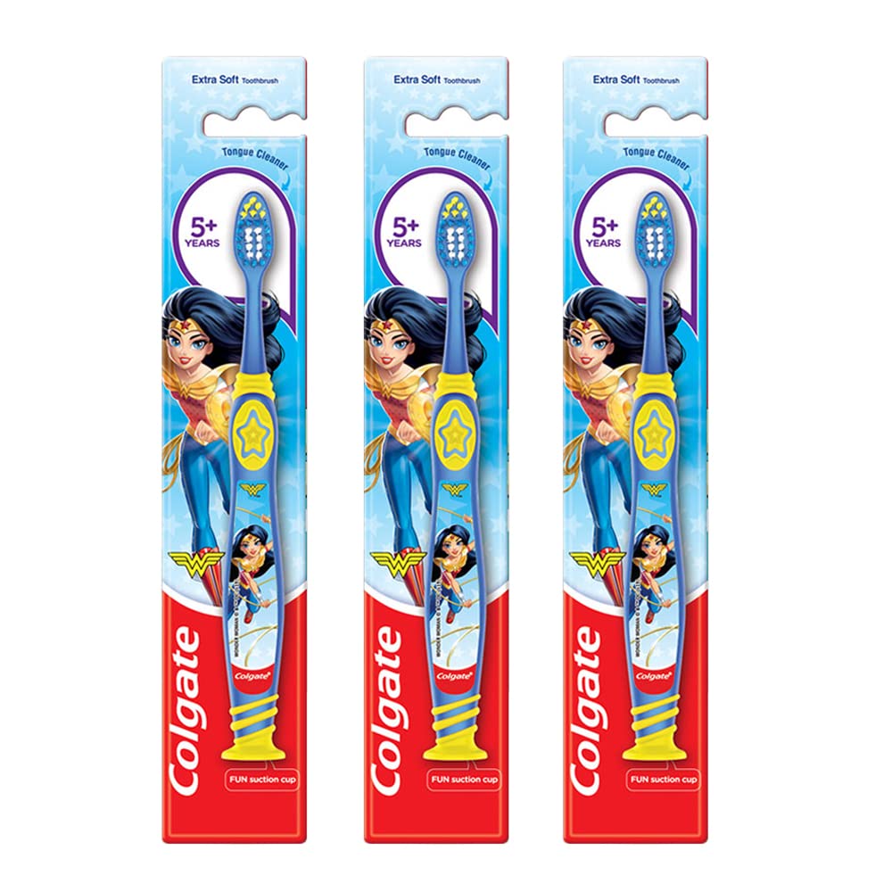 Wonder Woman kids manual toothbrush with suction cup handle
