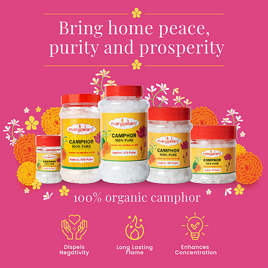 Mangalam Pure Camphor - Leaves No Residue & Ash, Purifies Ambience, For Pooja, Aromatherapy 50 g – view 6