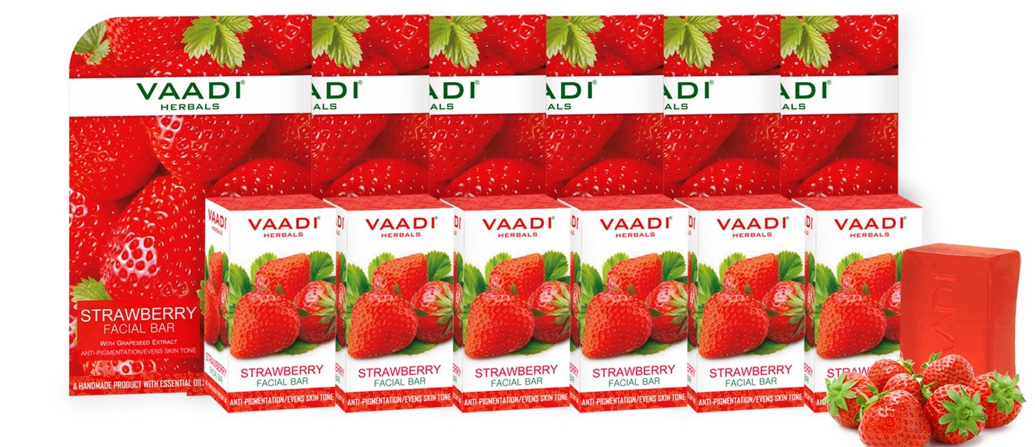 Vaadi Herbals Strawberry Facial Bars with Grape Seed Extract, 25g x 6 – view 2