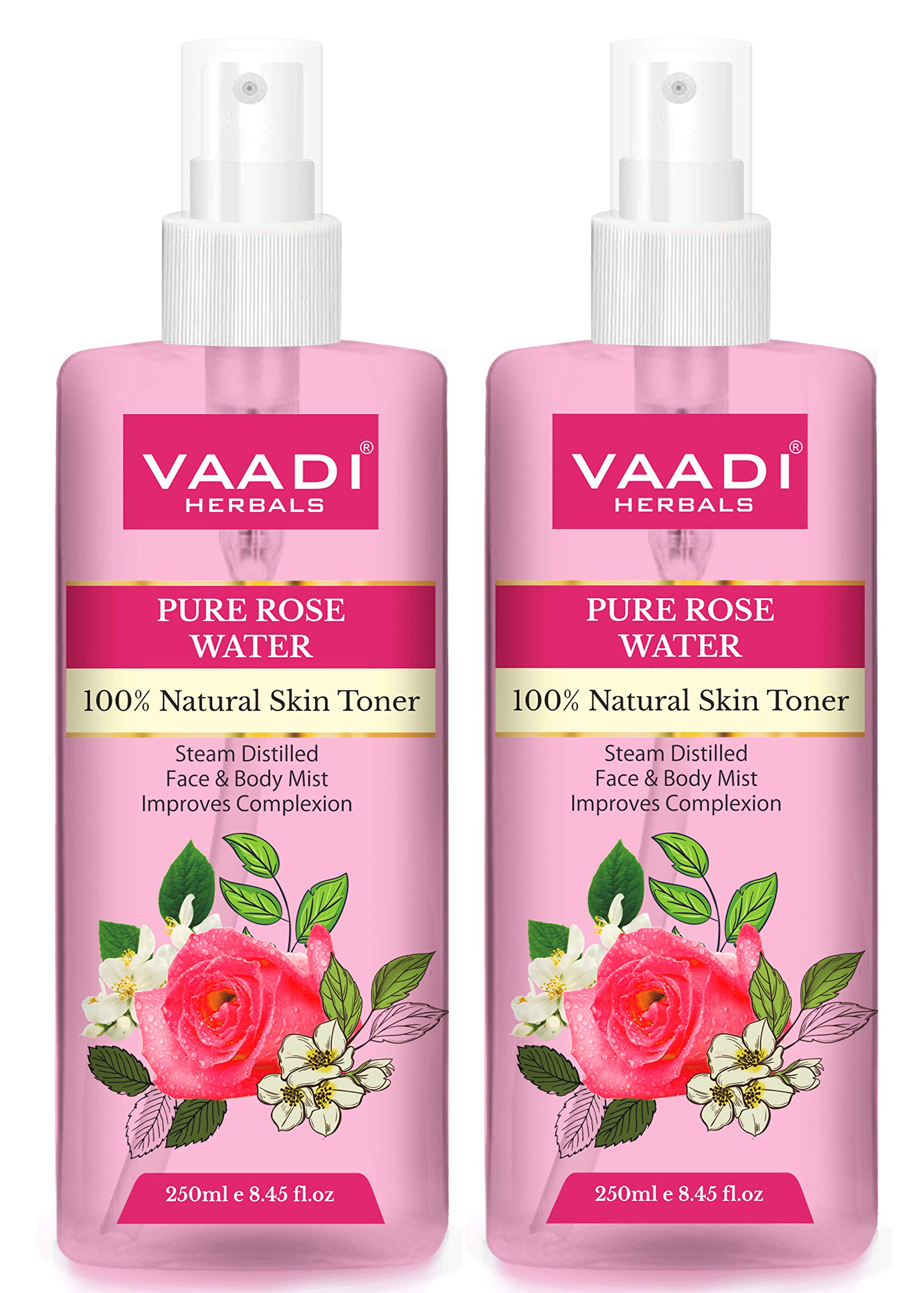 Vaadi Herbals Pvt. Ltd Pack Of 2 Rose Water - 100% Natural & Pure, 250 ml (Pack of 2) – view 2