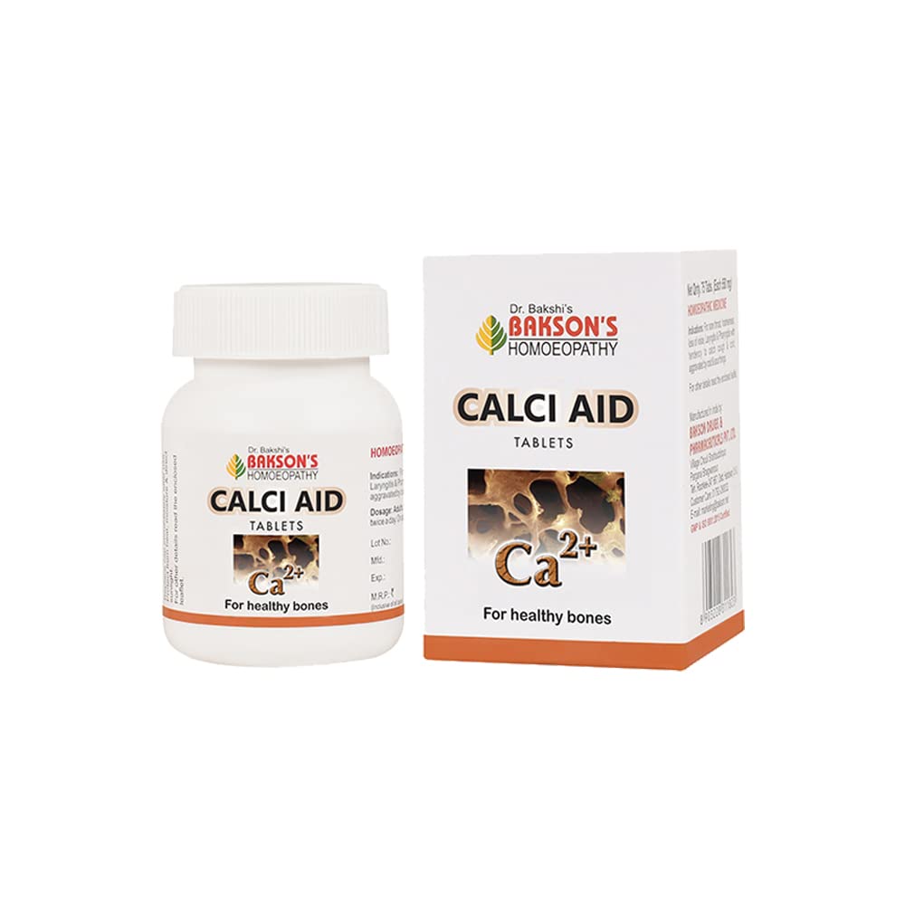 Bakson Homoeopathy Calci Aid Tablets bottle and pack of 75 tabs