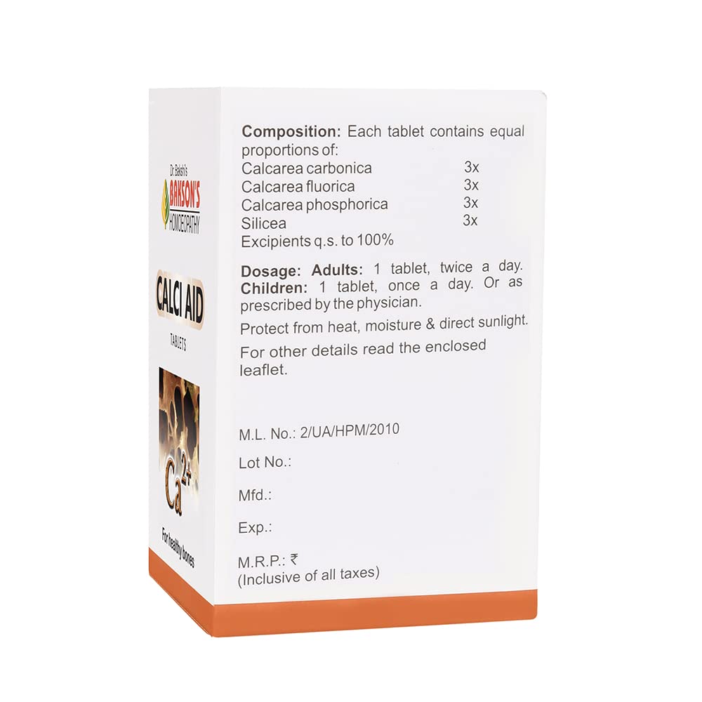 Dr. Bakshi's BAKSON'S HOMOEOPATHYCALCI AID TABLETS -75TABS – view 2
