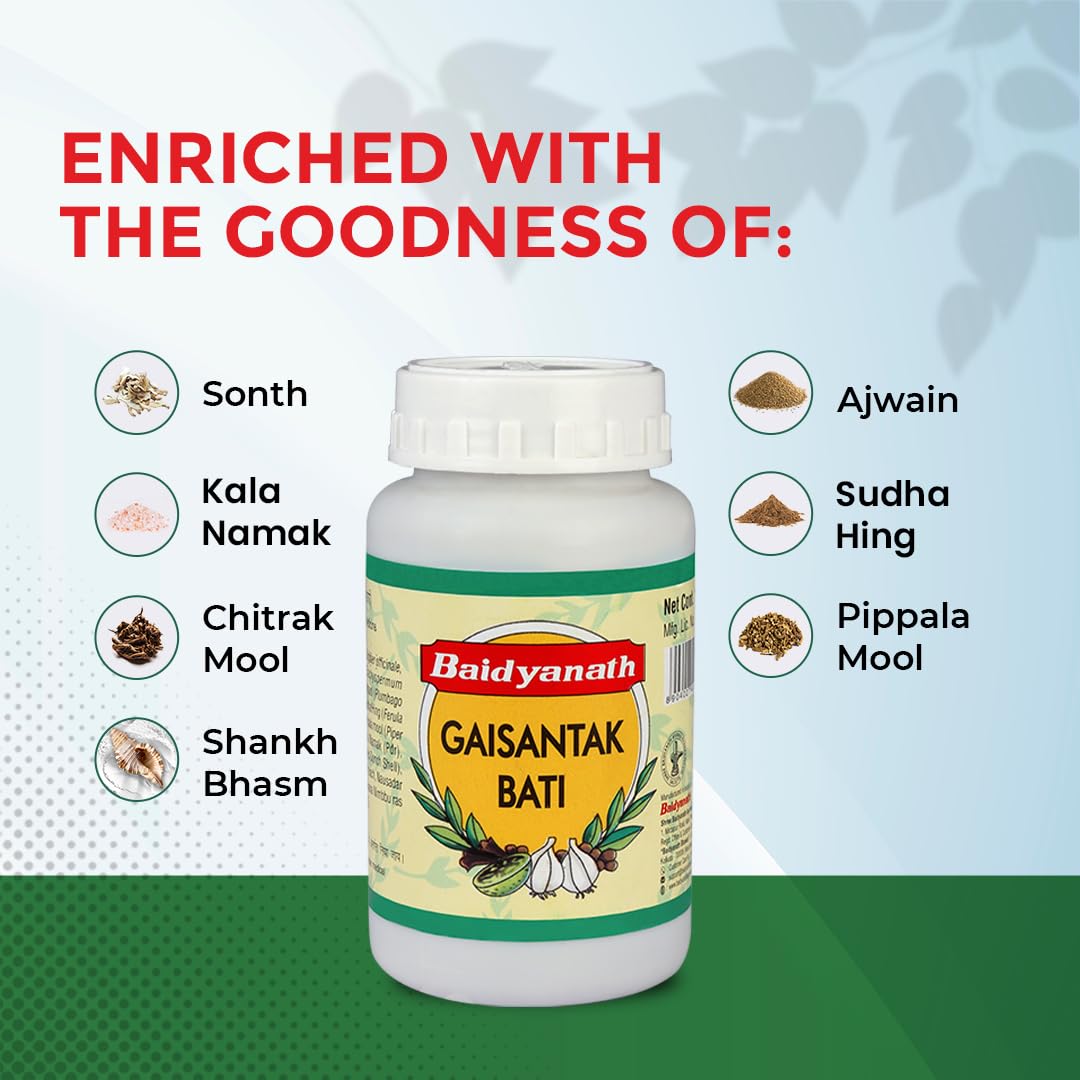 Baidyanath Gaisantak Bati, Reduces and neutralizes acid levels – view 4