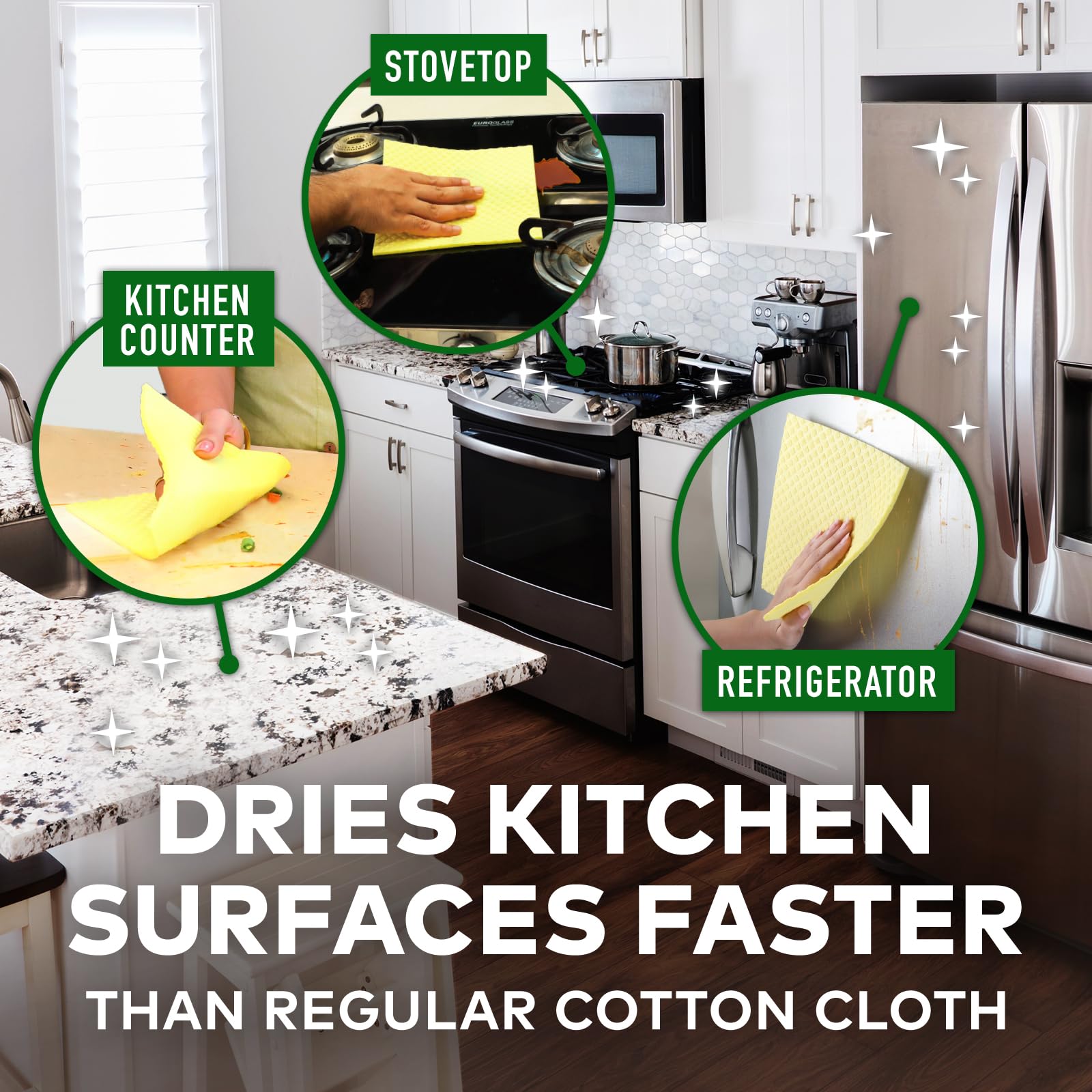 Scotch-Brite Sponge Wipes- Reusable, Kitchen and House Cleaning- Easy to use, Cleans any mess in a swipe, Absorbs water its own 10x weight, Multi- color, Biodegradable (pack of 5) – view 5