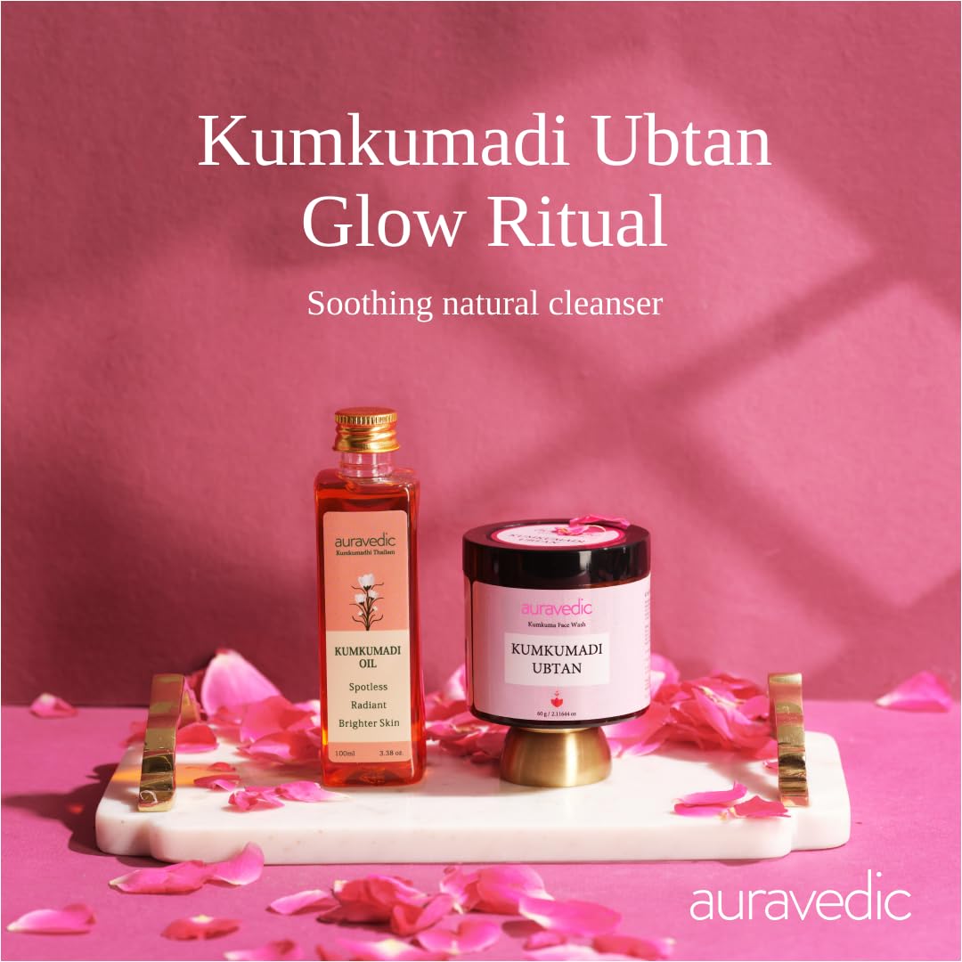 Auravedic Kumkumadi face oil Kumkumadi Tailam for glowing & Kumkumadi oil Ubtan Face pack powder organic kumkum powder Ubtan face wash Combo- 100 ml & 60 gm – view 5