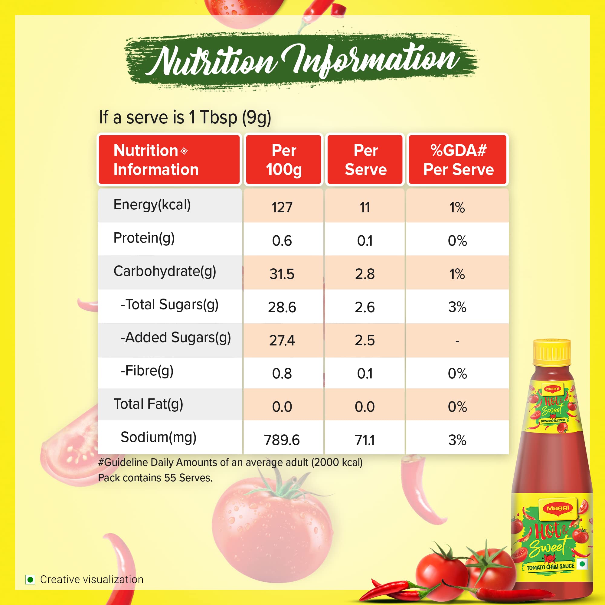 MAGGI Hot & Sweet Tomato Chilli Sauce, Perfect Blend of Tomatoes & Chillies, 500g Bottle – view 4