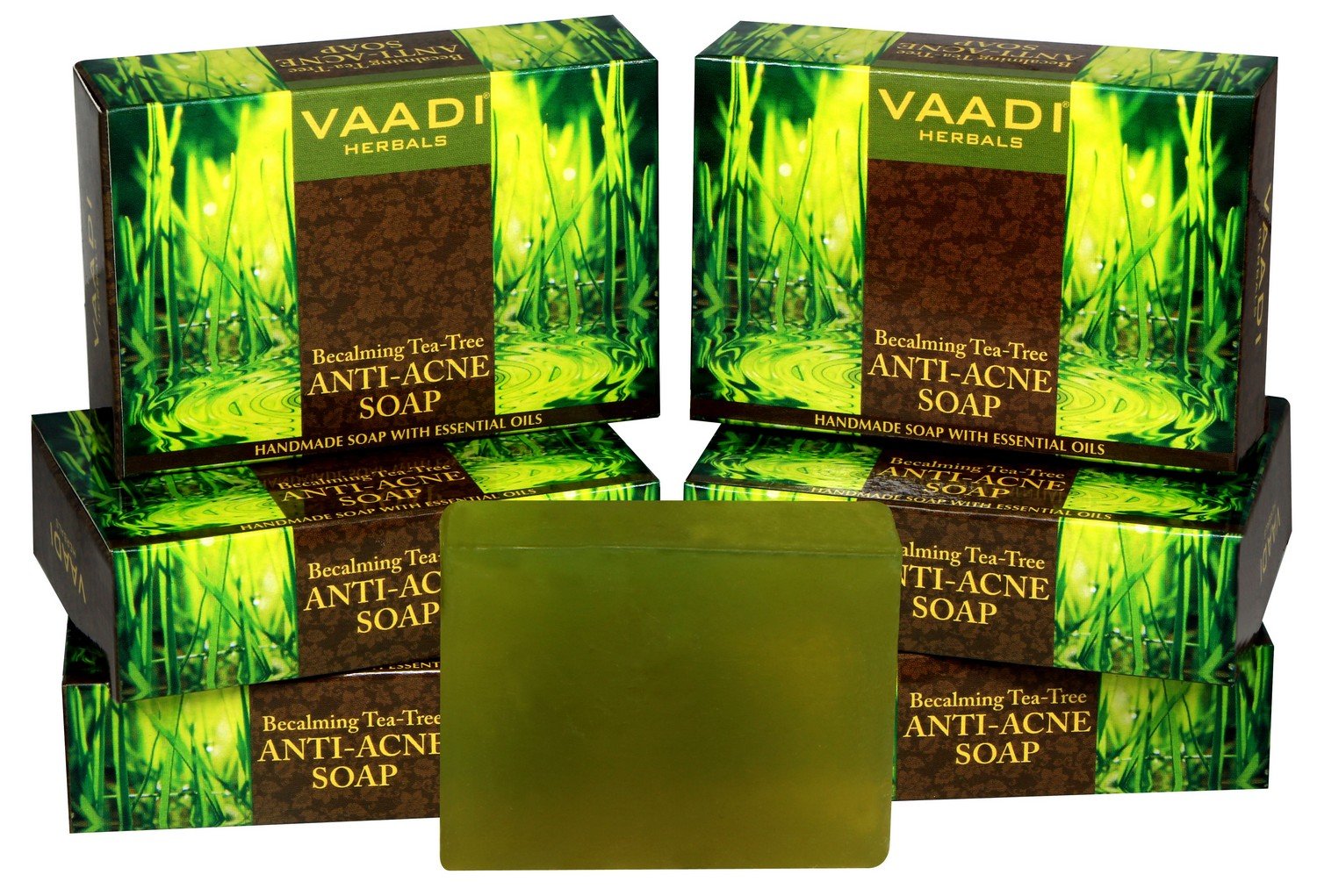 Six Vaadi Herbals tea tree soap bars in anti acne pack