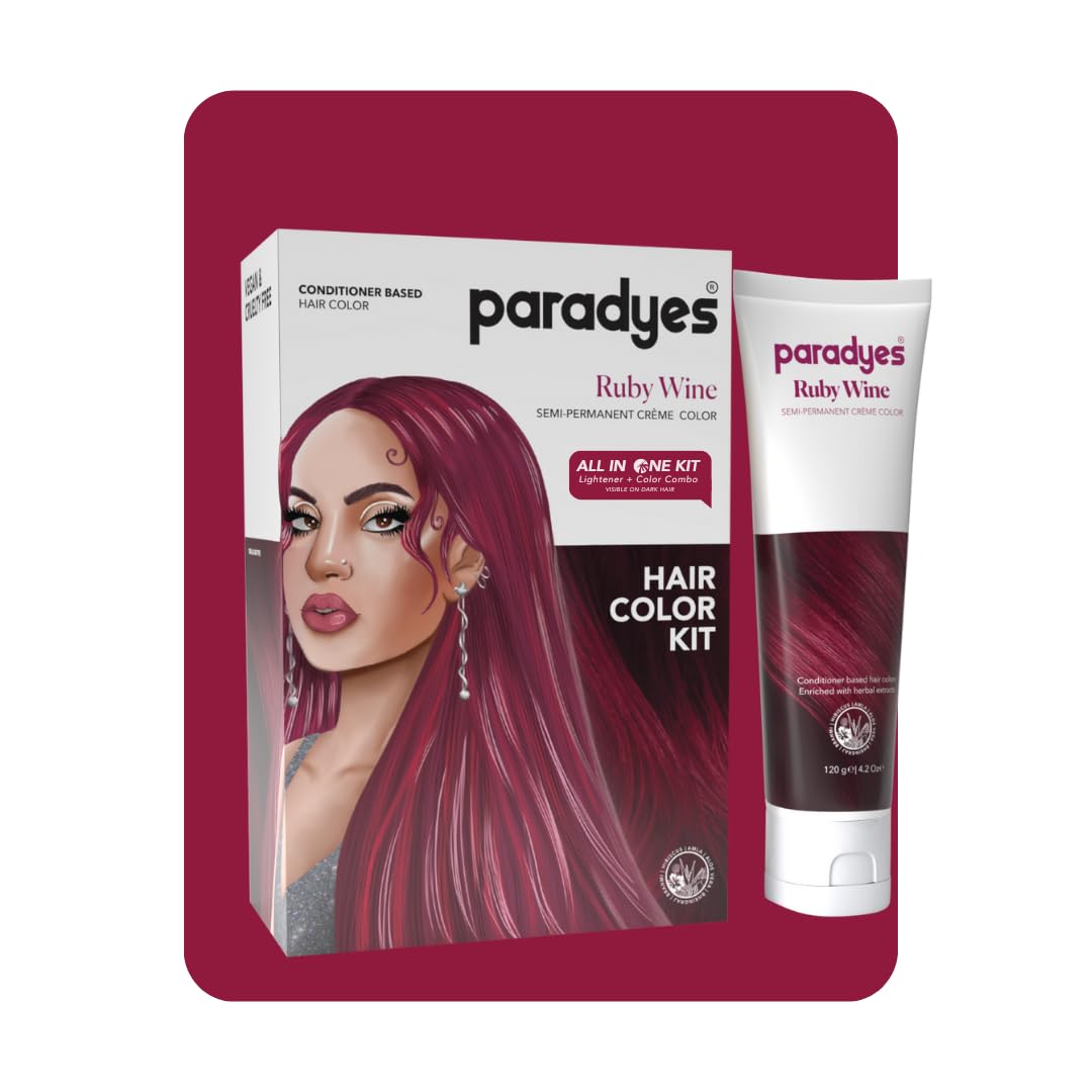 Paradyes ruby wine hair color kit for dark hair