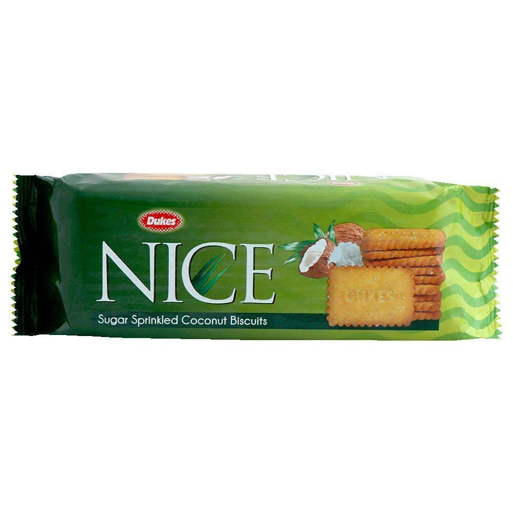 Dukes Nice coconut biscuit pack with sugar sprinkled biscuits
