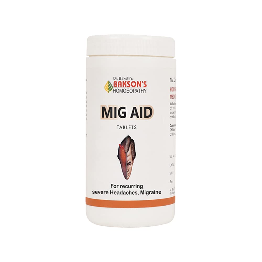 Bakson's Homoeopathy Mig Aid Tablets pack with 200 tablets