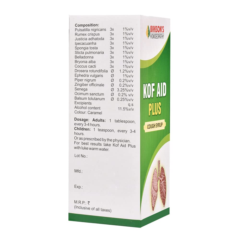 Dr. Bakshi's BAKSON'S HOMOEOPATHY Bakson's Homoeopathy Kof Aid Plus Syrup 115Ml_Pack Of 2 – view 2