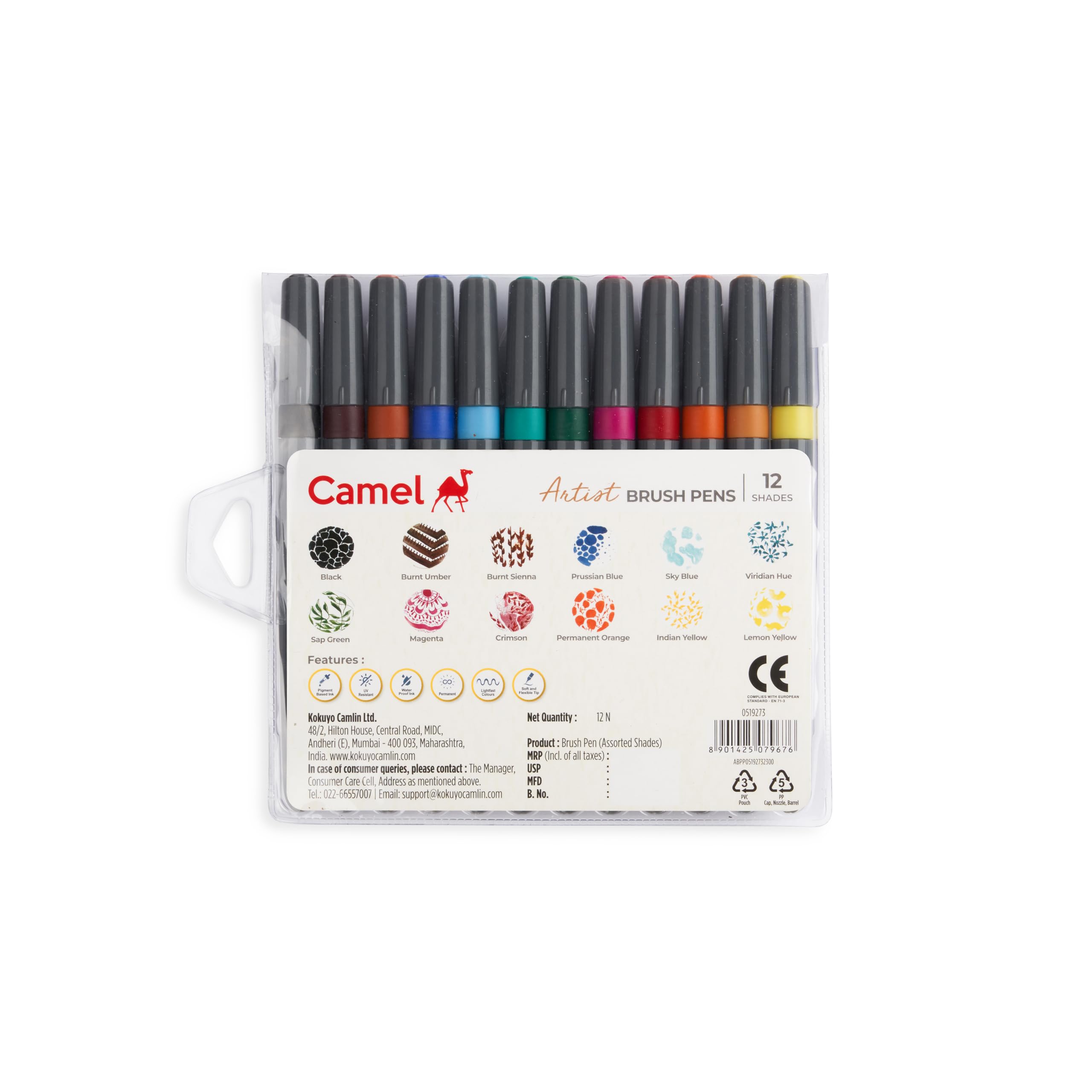 Camel Artist Fine Brush Pen Set - 12 Shades, Assorted – view 4