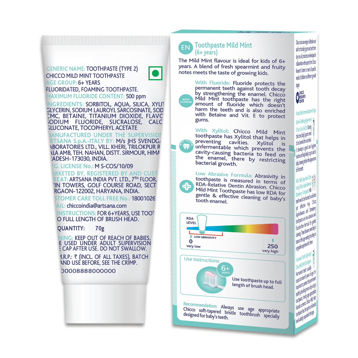 Chicco Toothpaste for Kids, Best for Baby (6+ years), Mild Mint Flavour, 70g – view 6