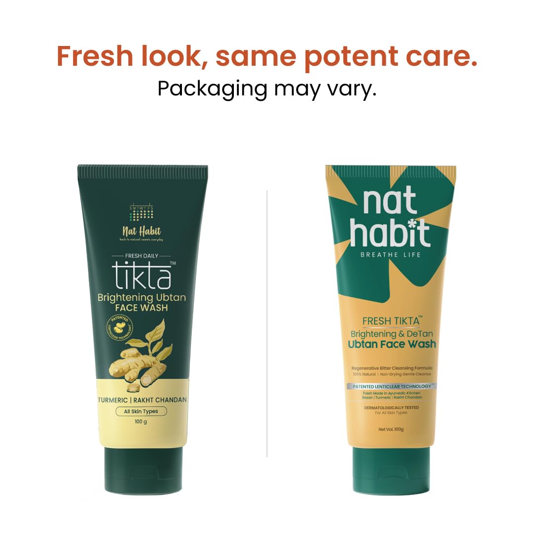 Nat Habit Ubtan Face Wash, Fresh Daily Tikta For Men & Women, Skin Brightening With Activated Wild Turmeric, Suitable For All Skin Types, Chemical & Sulphate Free, 100g – view 2