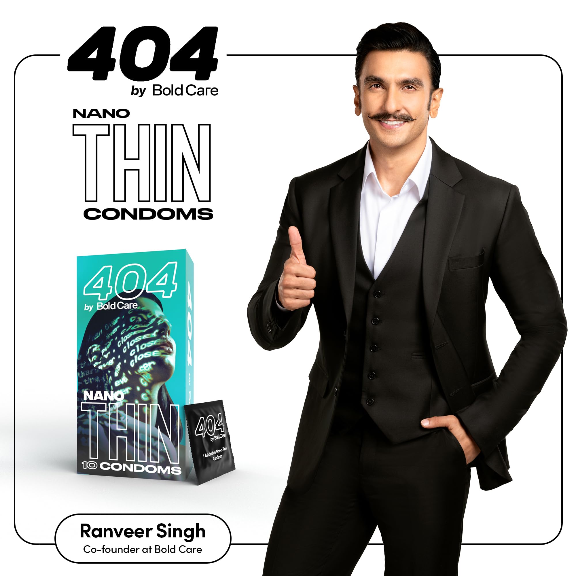 Bold Care 404 Super Nano Thin Condoms For Men - 50 Microns - Intense Fit - Barely There Feel - 10 Units (Pack of 3) – view 2