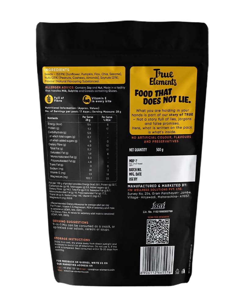 True Elements Seeds Mix - 9 in 1 Mixed Seeds 500g – view 2