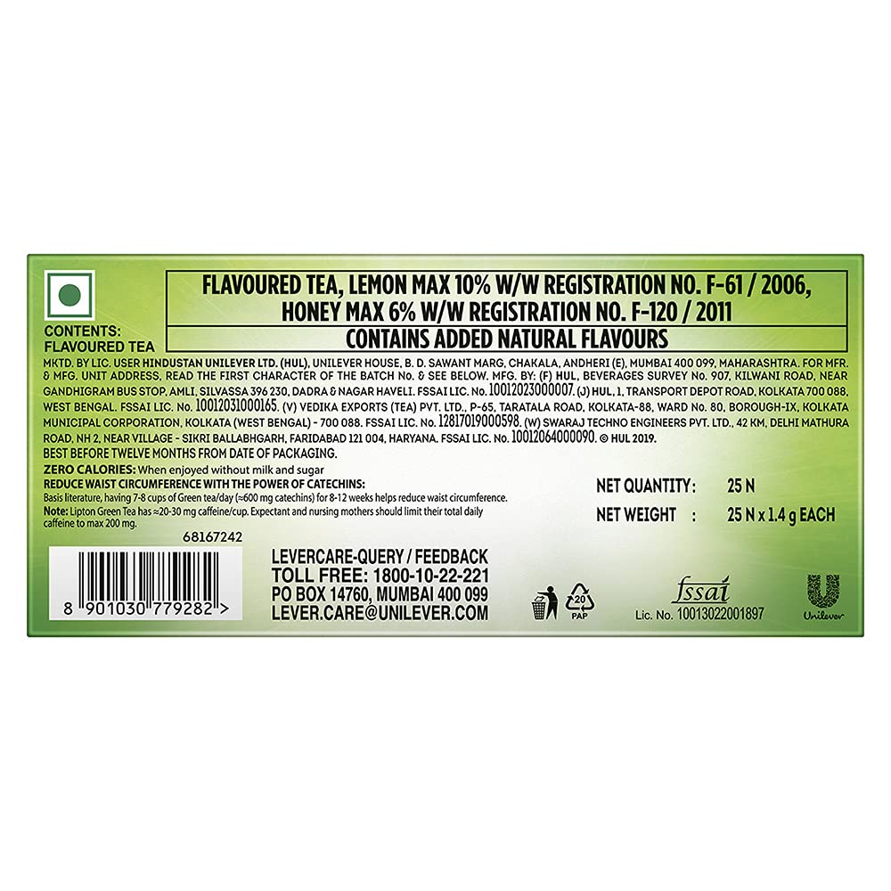Lipton Honey Lemon Green Tea Bags, 25 Pieces – view 2