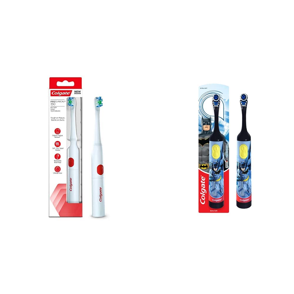 Colgate adult sonic and kids Batman battery toothbrush combo