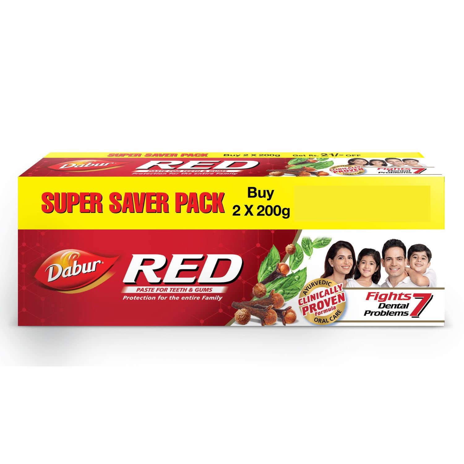 Dabur Red fluoride free herbal toothpaste 400g twin pack