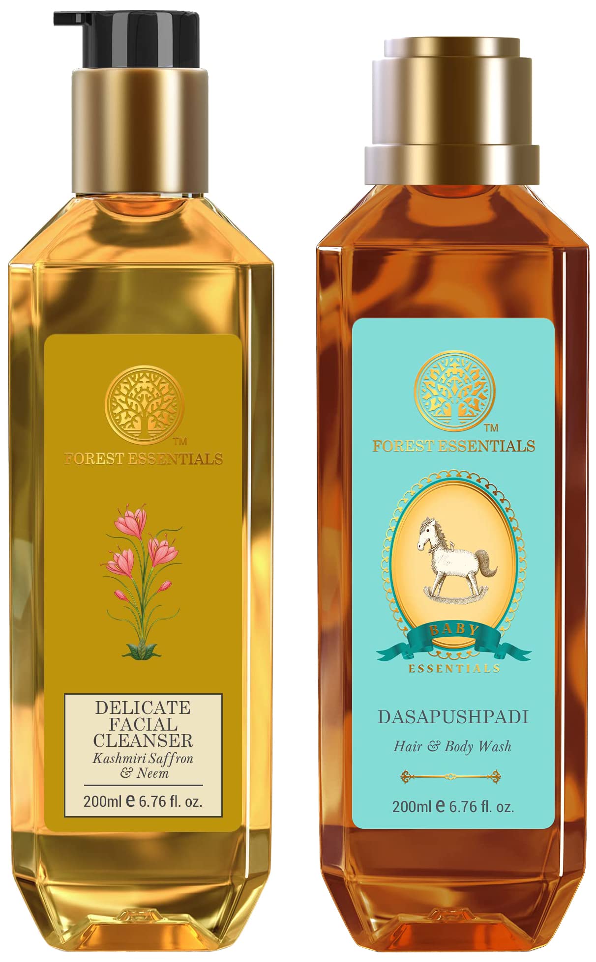 Forest Essentials facial cleanser bottle for oily skin with saffron scent