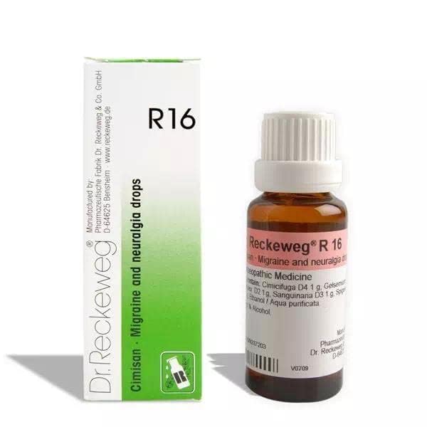 Single pack R16 migraine and headache drops bottle packaging