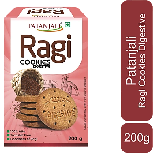 Patanjali Ragi Digestive Cookies, 200 g Pouch
