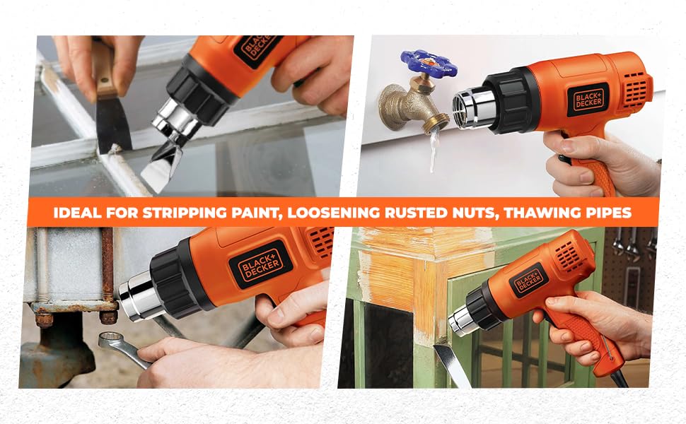 BLACK+DECKER Kx1800 Dual Temperature High Speed Heat Gun For Removing & Drying Paint Coats,Remelting Adhesives & Shrink Wrapping,1800 Watts Corded Electric (Orange&Black) – view 6