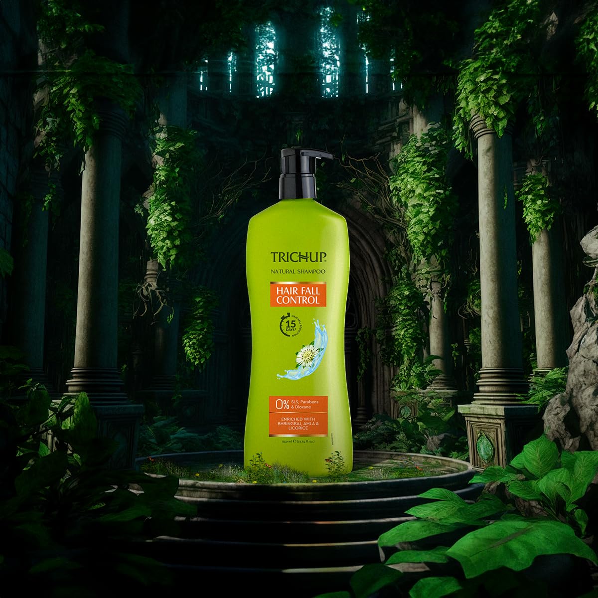 Trichup Hair Fall Control Natural Shampoo 640 ml - Enriched with Bhringraj - Cleanse Your Hair Effectively & Protect From Breakage - Get Healthy & Shiny Hair All Day Long – view 8