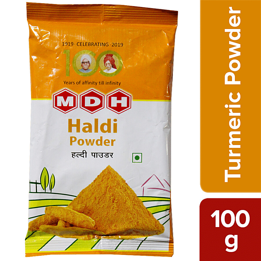 Front pack of MDH haldi turmeric powder 100g