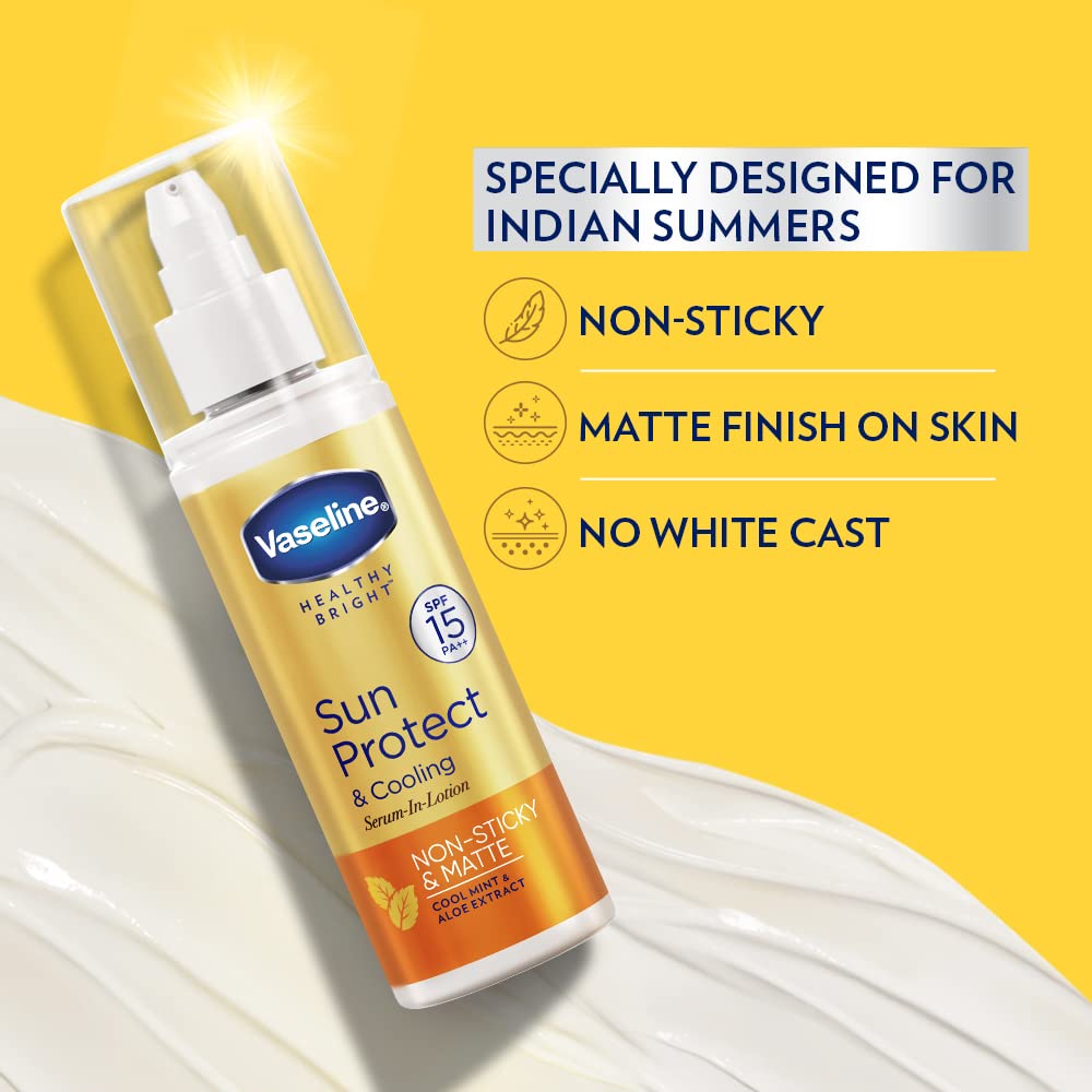 Vaseline Sun Protect & Cooling SPF 15 Body Serum Lotion 180ml, For Non-Sticky & Matte Sun Protected Skin – view 5