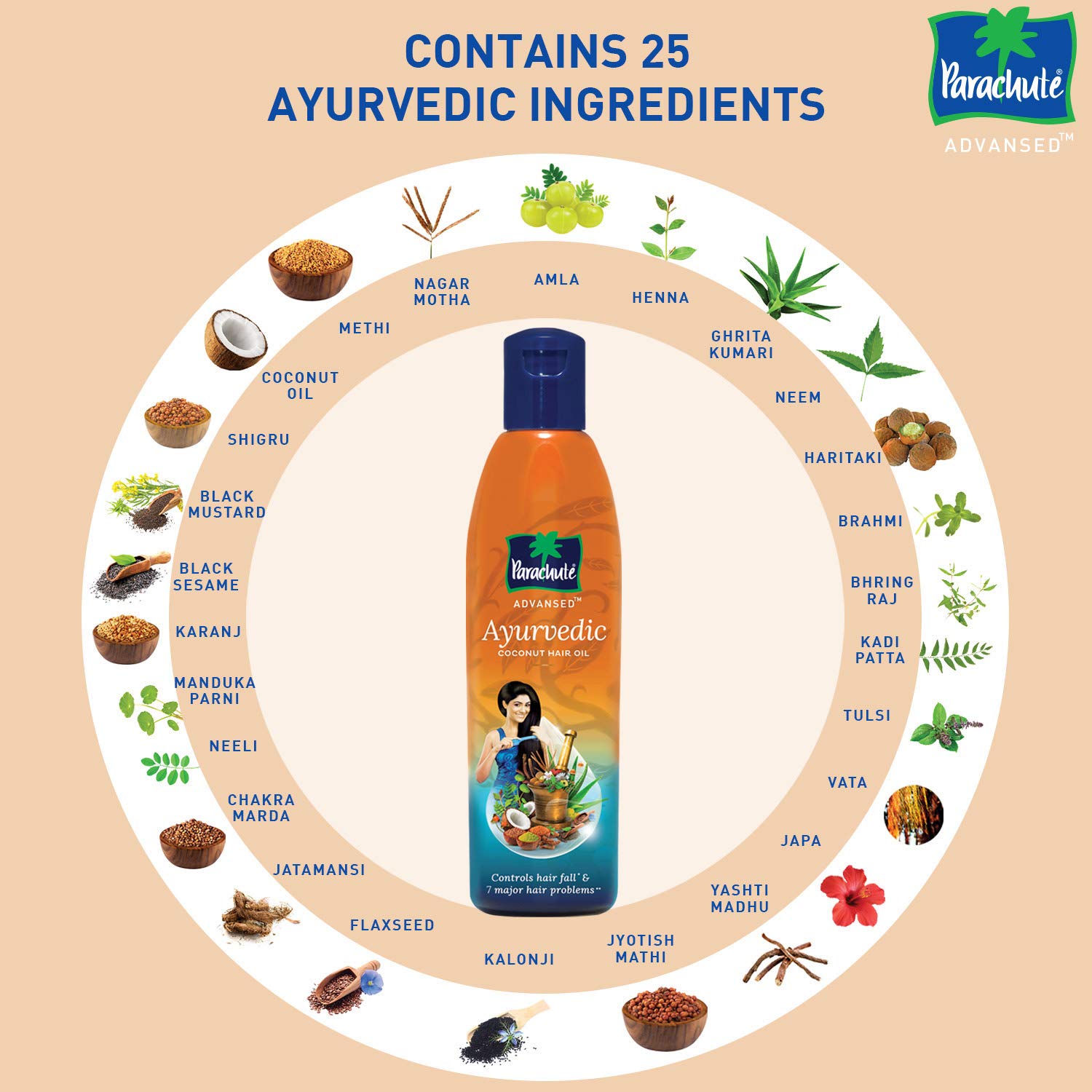 Parachute Advansed Ayurvedic Coconut Hair Oil with Neem, Amla, Bhringraj & 22 Natural Herbs – view 4
