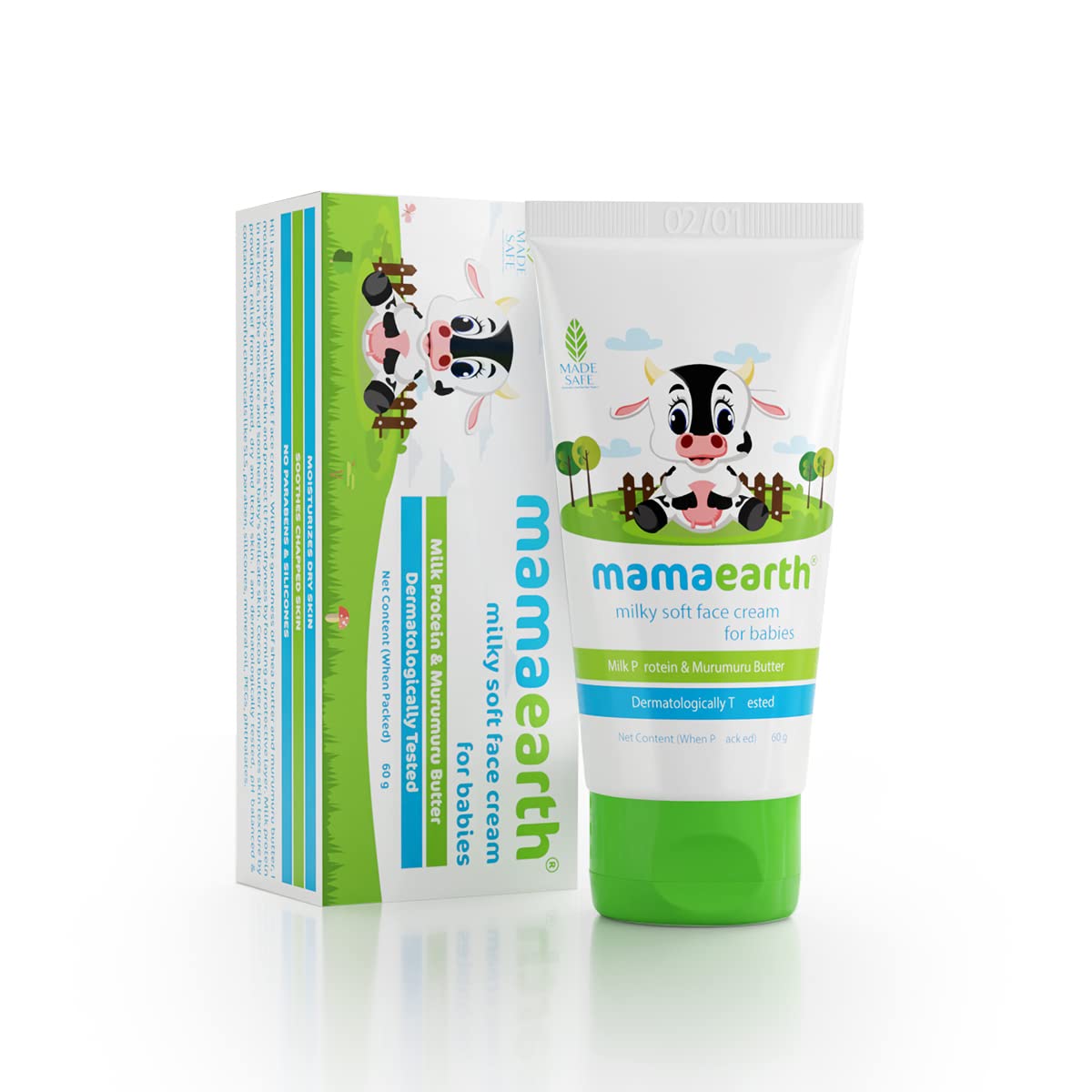 Mamaearth baby face cream packaging for babies 60 g tube
