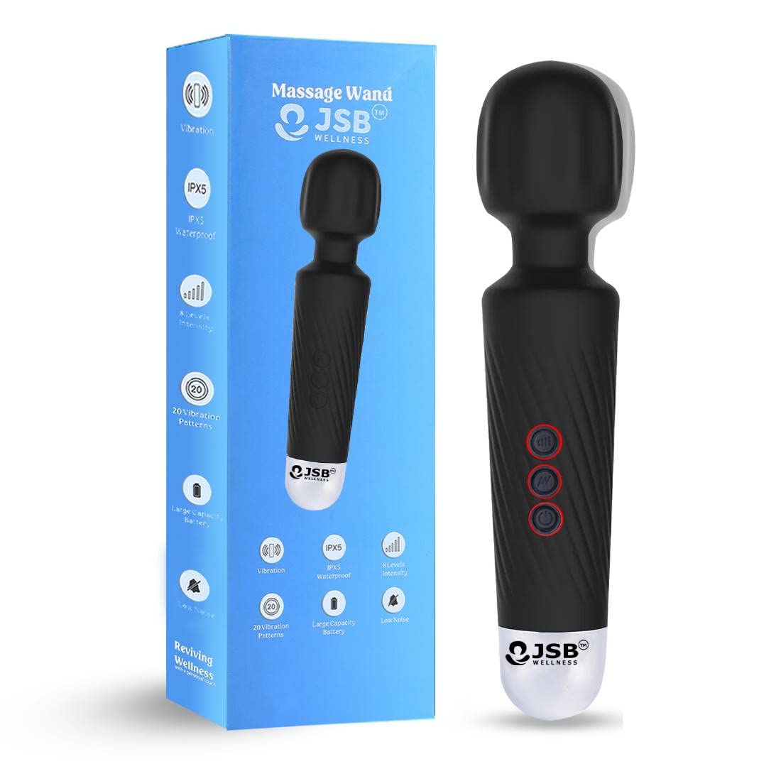 JSB HF56 Pro Cordless Rechargeable Body Massager Handheld with Flexible Silicon Head Vibration for Back, Leg, Foot & Cervical Neck Pain Relief