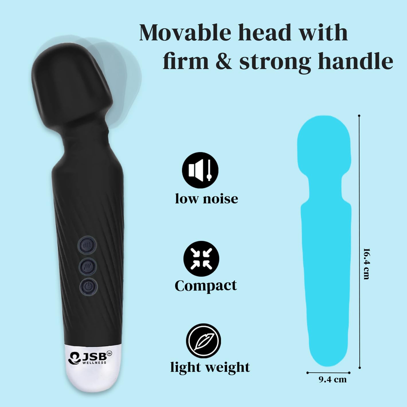 JSB HF56 Pro Cordless Rechargeable Body Massager Handheld with Flexible Silicon Head Vibration for Back, Leg, Foot & Cervical Neck Pain Relief – view 3