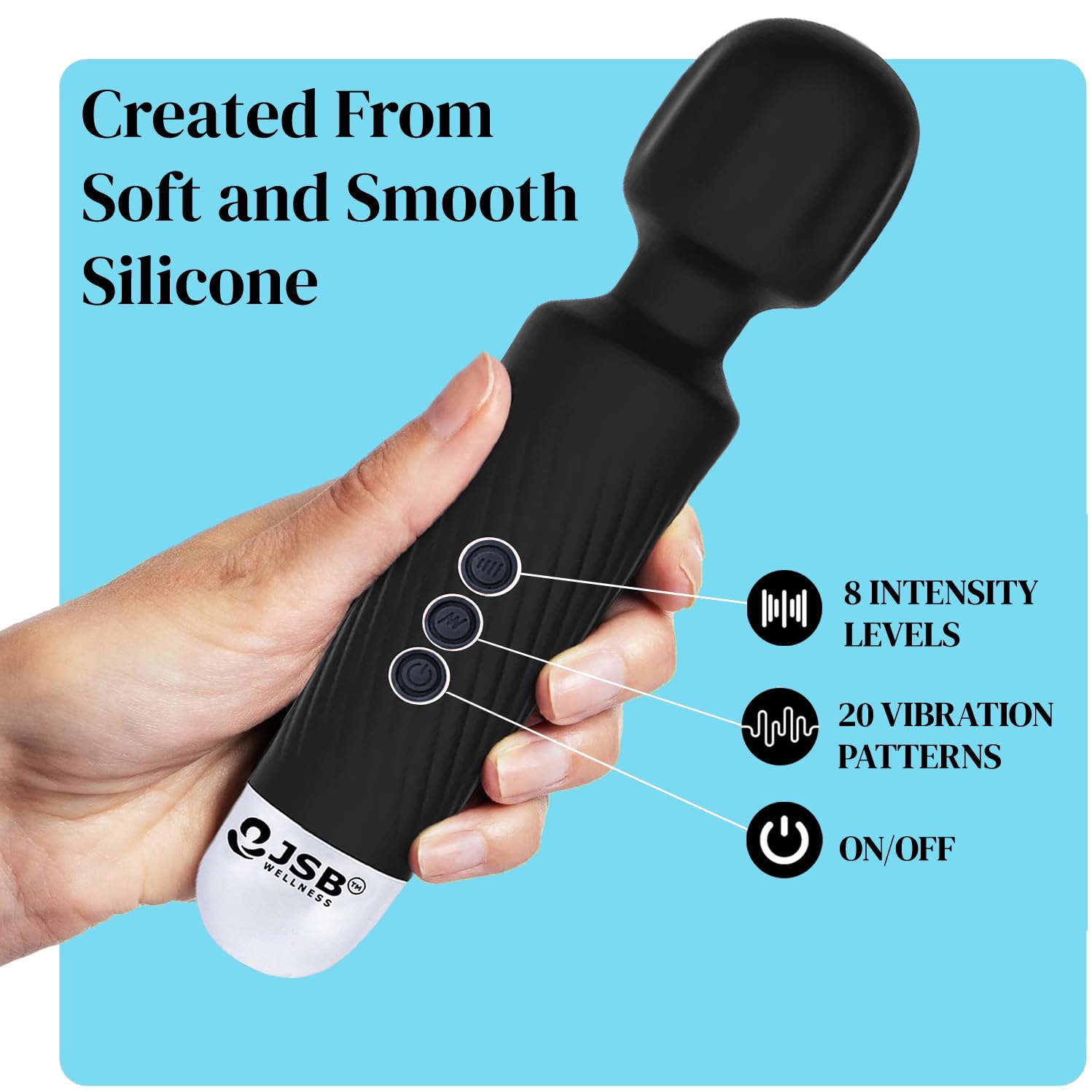 JSB HF56 Pro Cordless Rechargeable Body Massager Handheld with Flexible Silicon Head Vibration for Back, Leg, Foot & Cervical Neck Pain Relief – view 4