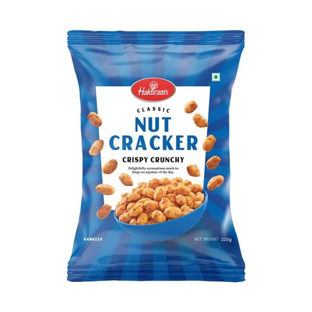 Two pouches of Haldiram's Nut Cracker namkeen, 200 g each