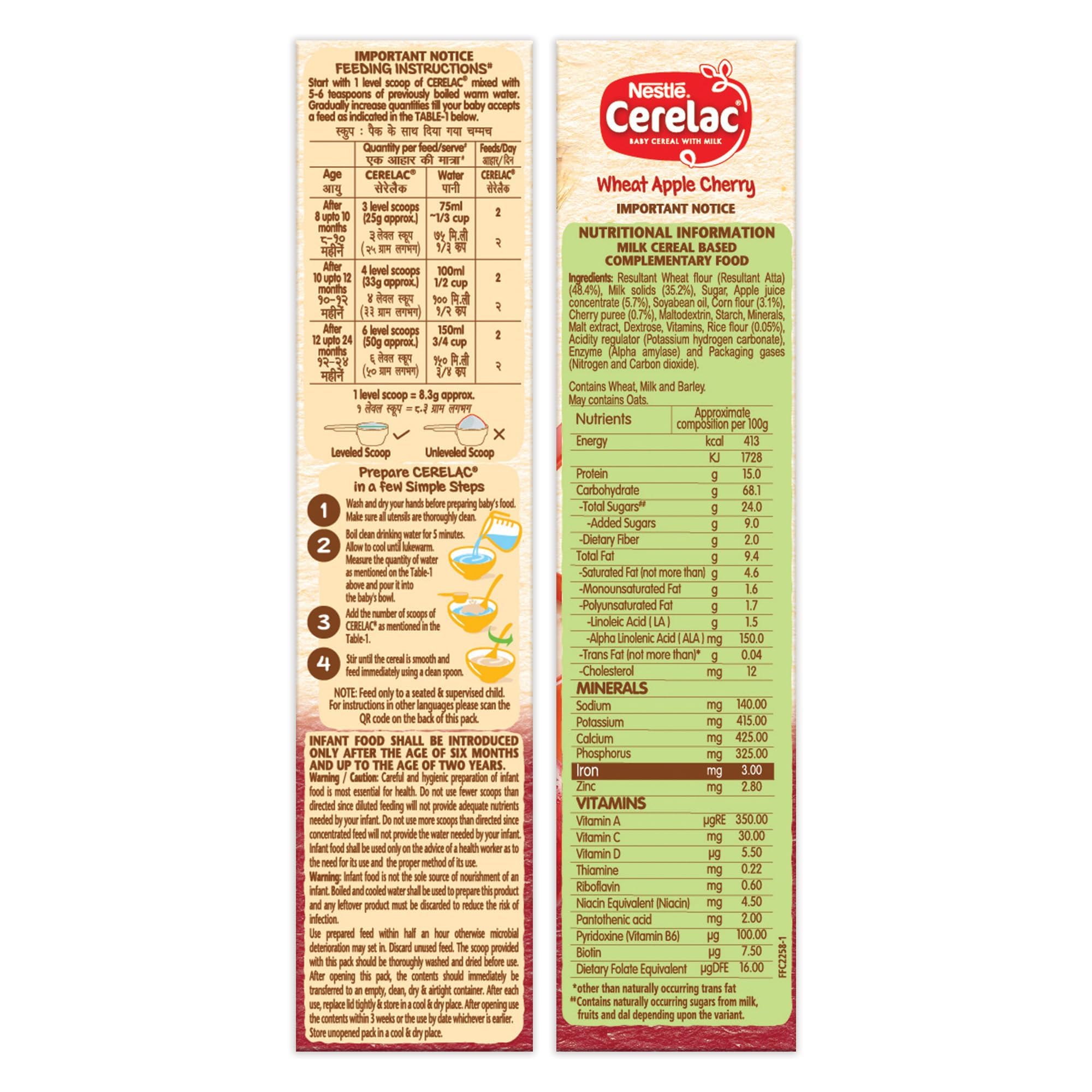 Nestle Cerelac Baby Cereal with Milk , Wheat Apple Cherry ,Stage 2, From 8 to 24 Months , Source of Iron & Protein , 300g – view 5