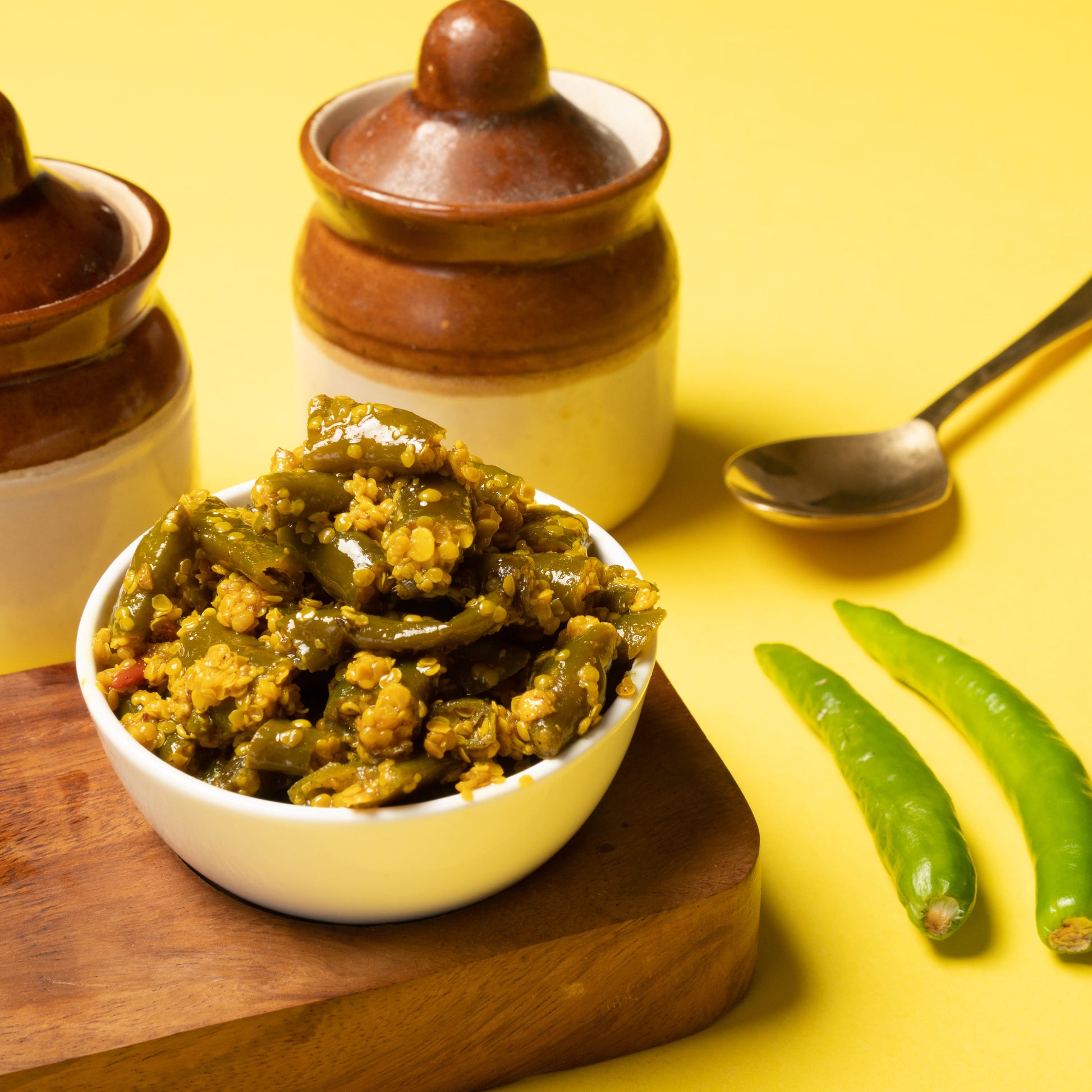 Bottle of Neenu's Natural green chilli achar paste, 200 g