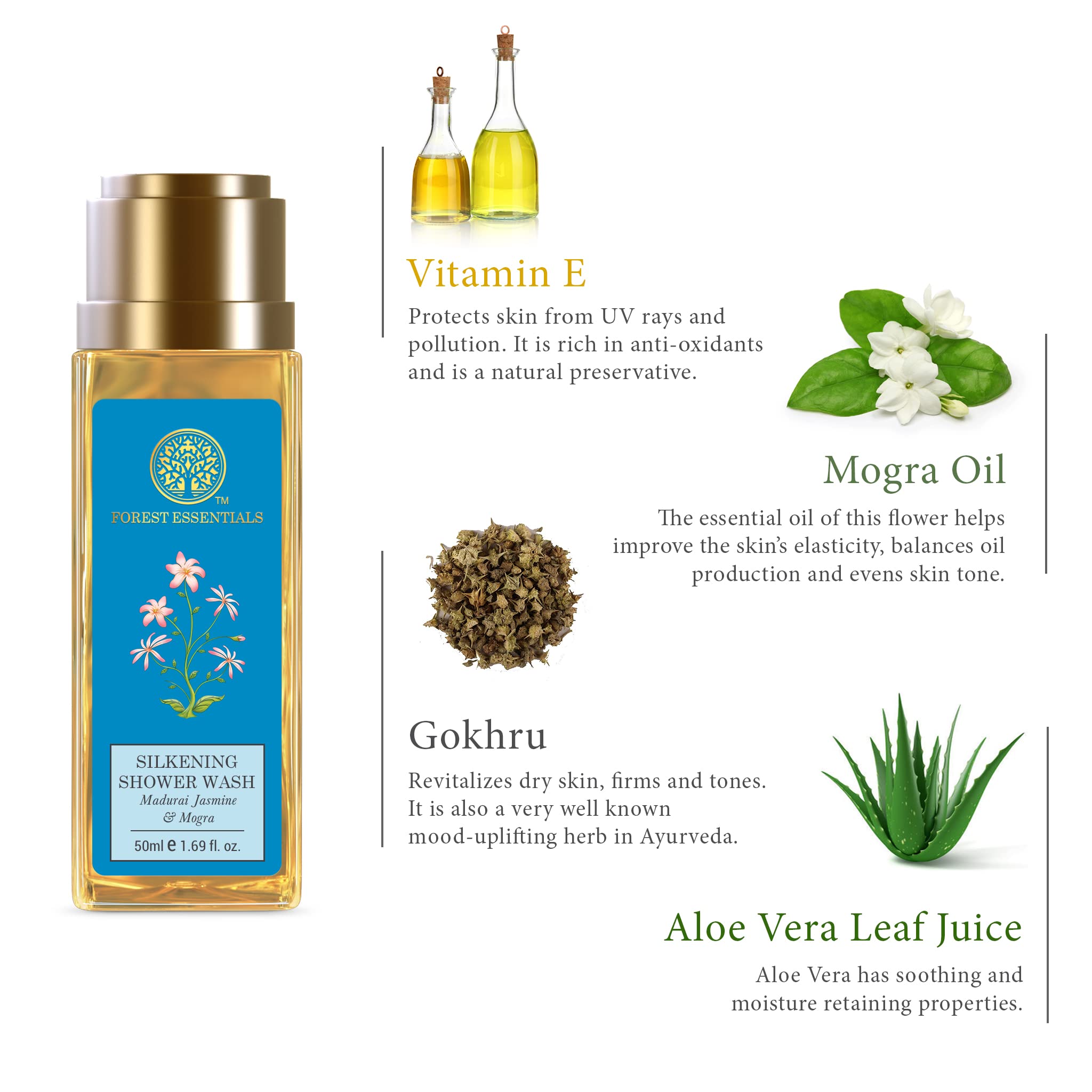 Forest Essentials Travel Size Silkening Shower Wash Madurai Jasmine & Mogra – view 4