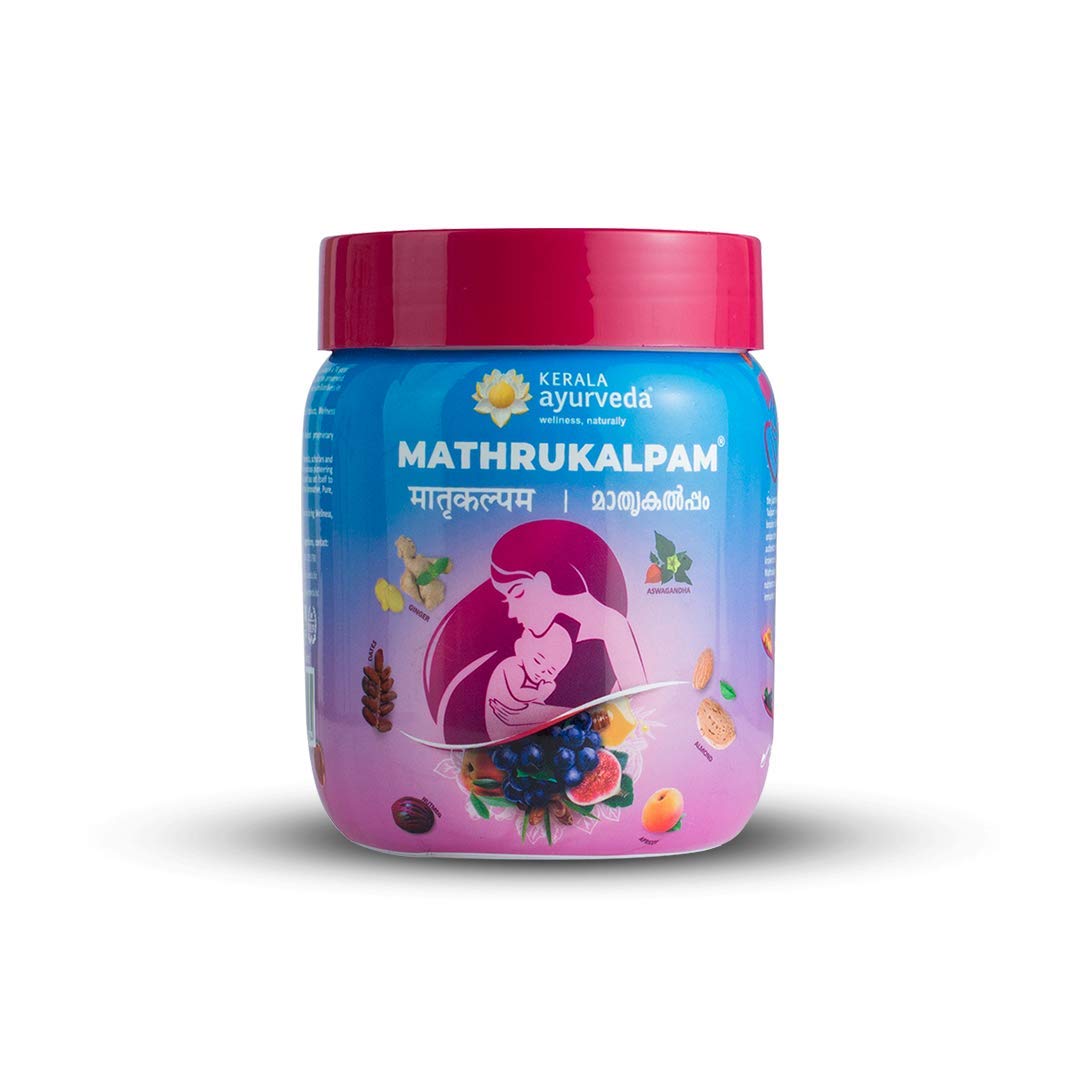 Front view of Kerala Ayurveda Mathrukalpam 500 g jar