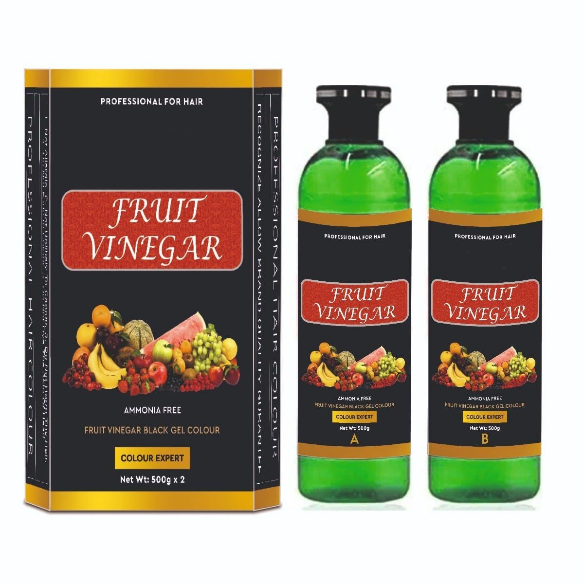 Two bottles of avyaan black gel hair color