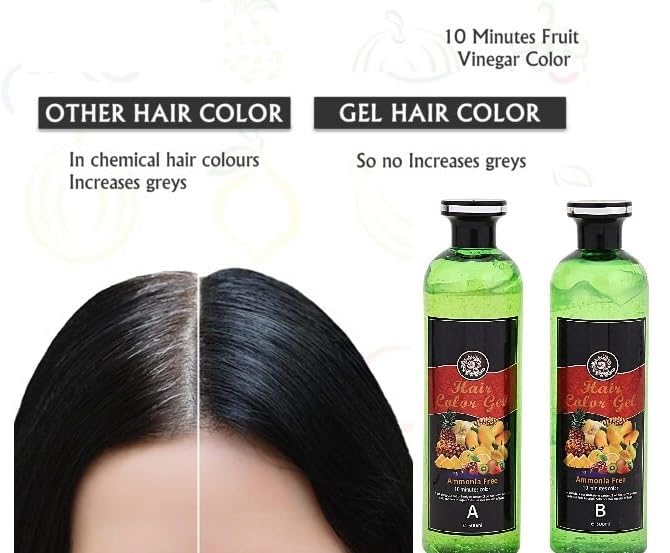 avyaan Fruit Vinegar Gel Hair Color, Natural Black Color Dye for Men, Women, Ammonia Free (500ml x 2) – view 2