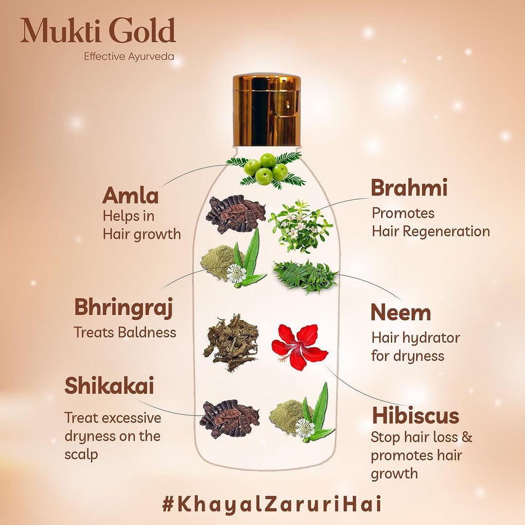 Axiom Mukti Gold Herbal Hair Oil - 200mL – view 3