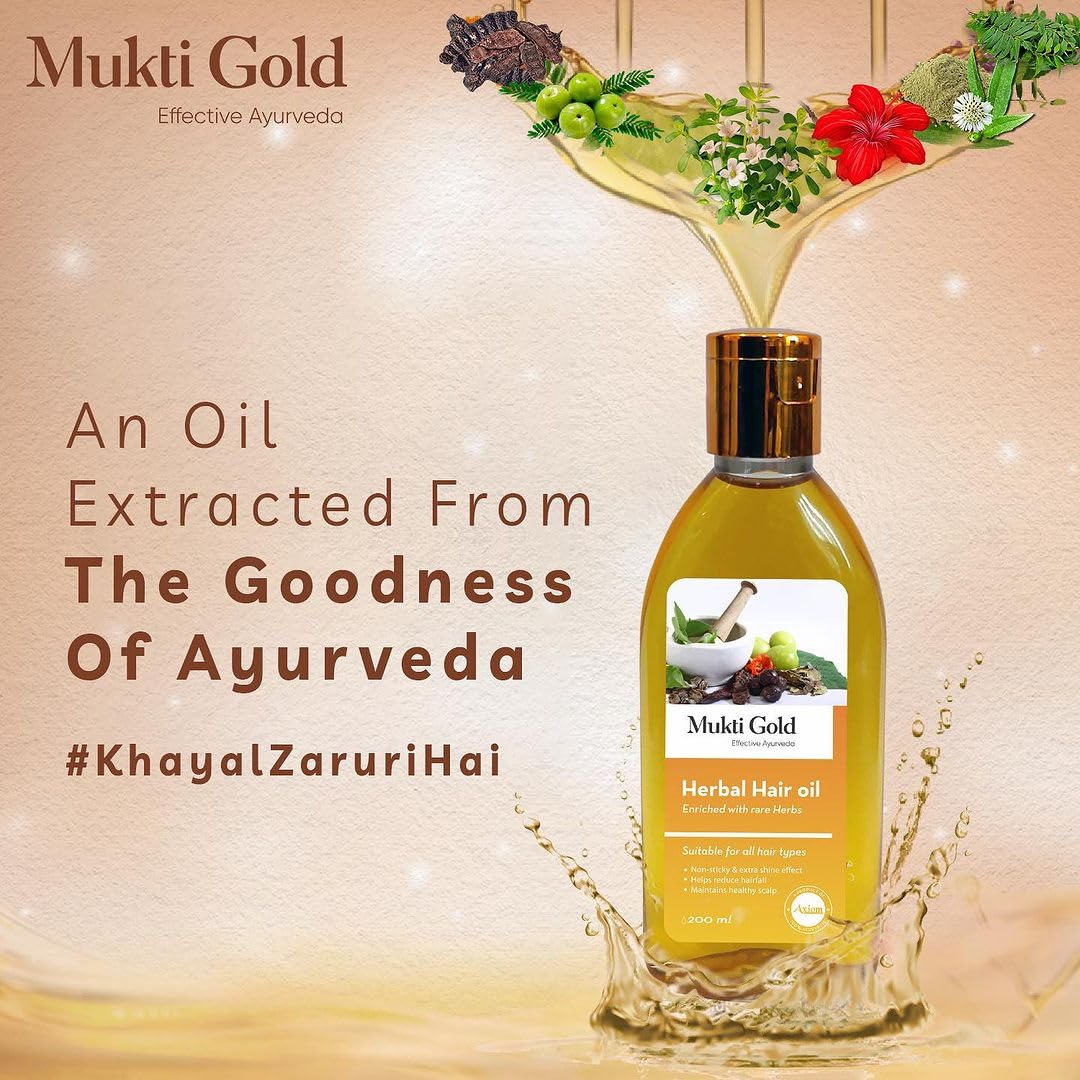 Axiom Mukti Gold Herbal Hair Oil - 200mL – view 4